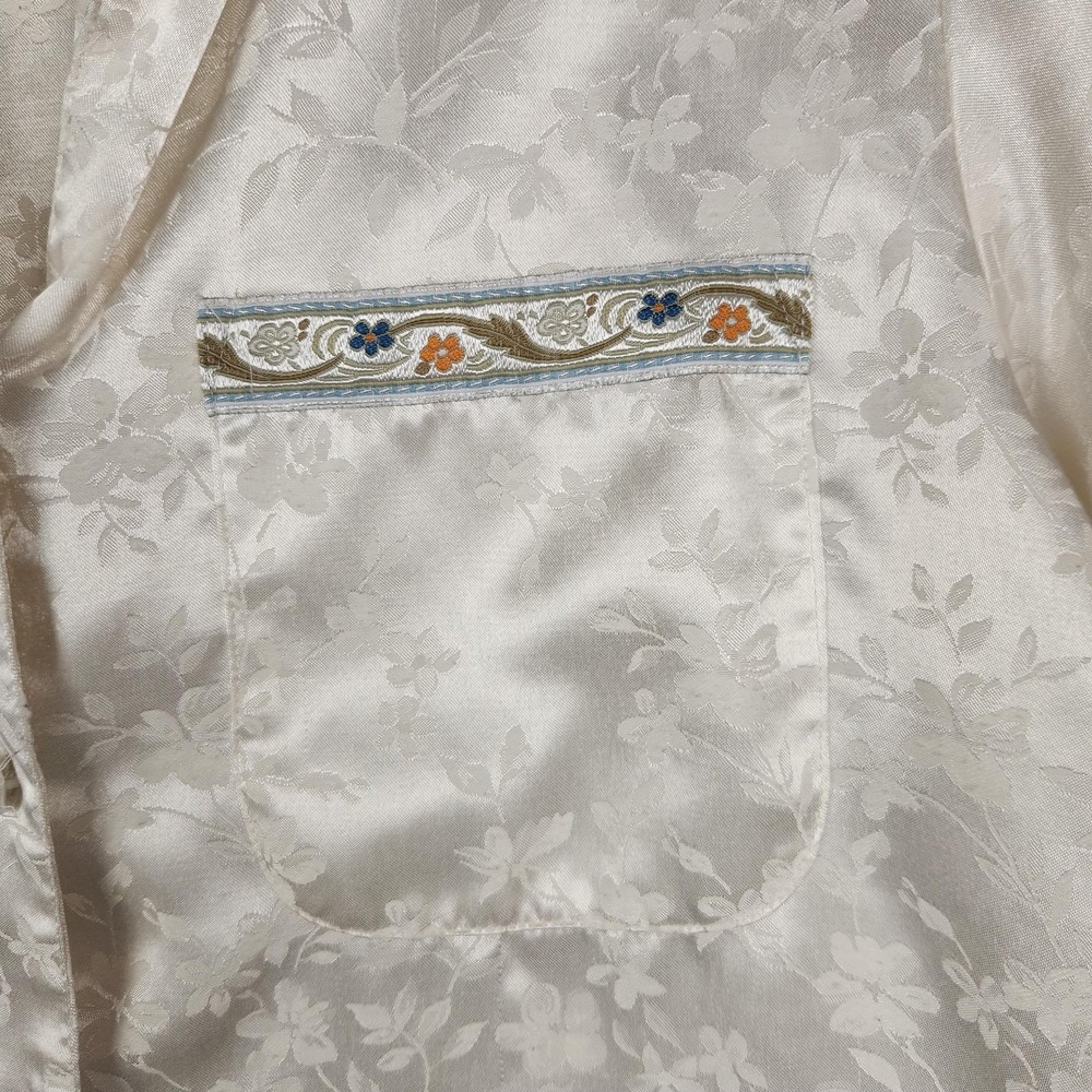 Vintage Amanda Stewart Shirt Womens Small Floral Satin Pajama Top Cozy 90s - Picture 5 of 11